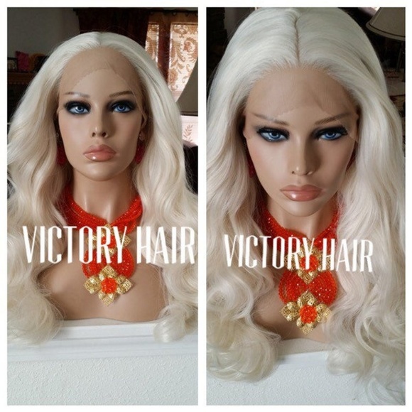 platinum blonde human hair lace wig main image 3